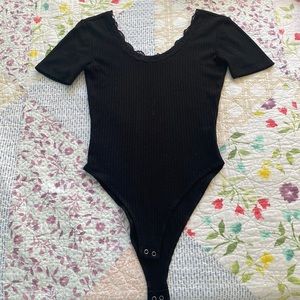 Black Ribbed Bodysuit